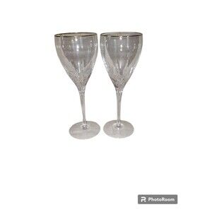 2 Lenox Firelight Crystal Water Glass Goblets Stemware Wine Glasses 8 5/8” Set